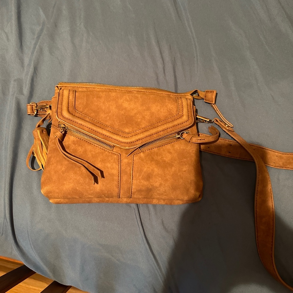 Suede brown crossbody